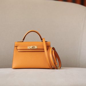 Kelly Mini Epsom Jaune D¡¯Or (9V) Gold Hardware