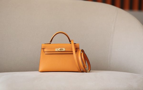 Kelly Mini Epsom Jaune D¡¯Or (9V) Gold Hardware