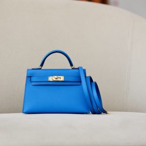 Kelly Mini Epsom Bleu Brighton (7E) Gold Hardware