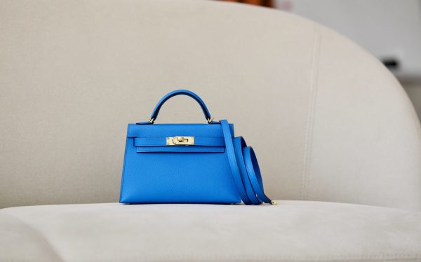 Kelly Mini Epsom Bleu Brighton (7E) Gold Hardware