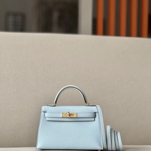 Kelly Mini Epsom Blue Pale (08) Gold Hardware