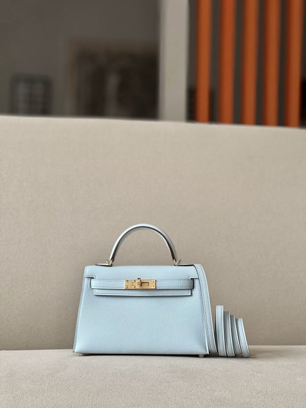 Kelly Mini Epsom Blue Pale (08) Gold Hardware