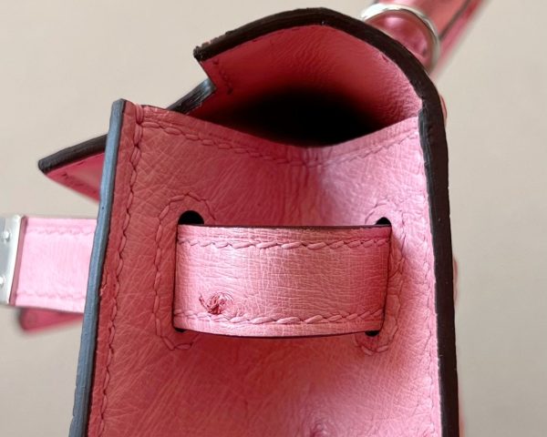 Kelly Mini Ostrich Rose Bubblegum  (L4)  Hardware - Image 5