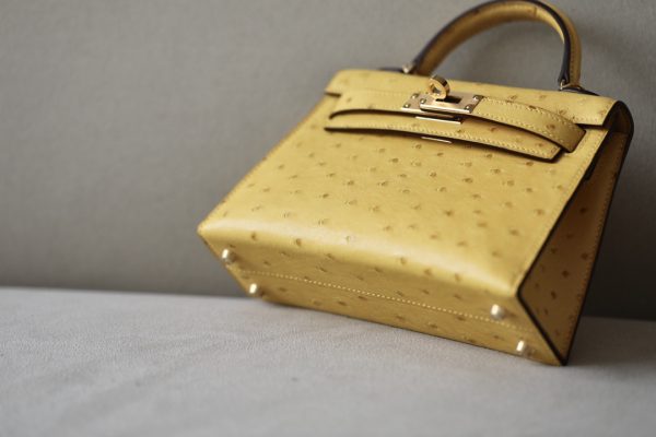 Kelly Mini Ostrich Jaune Amber (9D)  Hardware - Image 11
