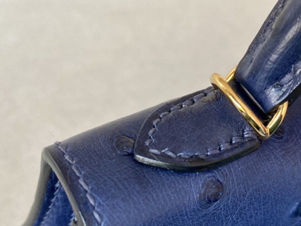 Kelly Mini Ostrich Deep Blue (S4) Gold Hardware - Image 5