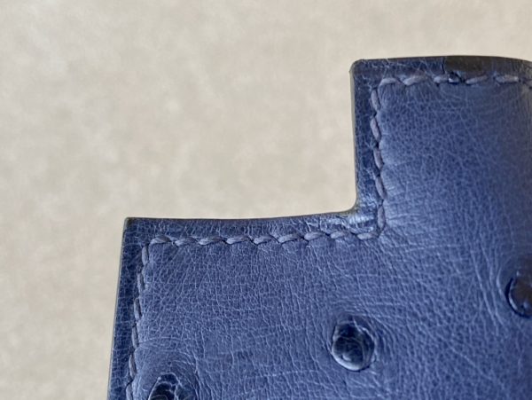 Kelly Mini Ostrich Deep Blue (S4) Gold Hardware - Image 10
