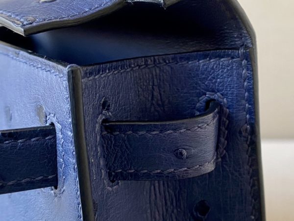 Kelly Mini Ostrich Deep Blue (S4) Gold Hardware - Image 11
