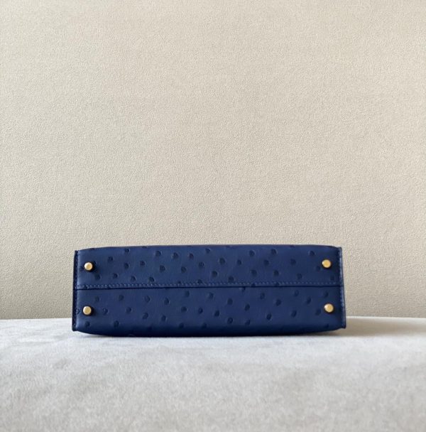 Kelly Mini Ostrich Deep Blue (S4) Gold Hardware - Image 3