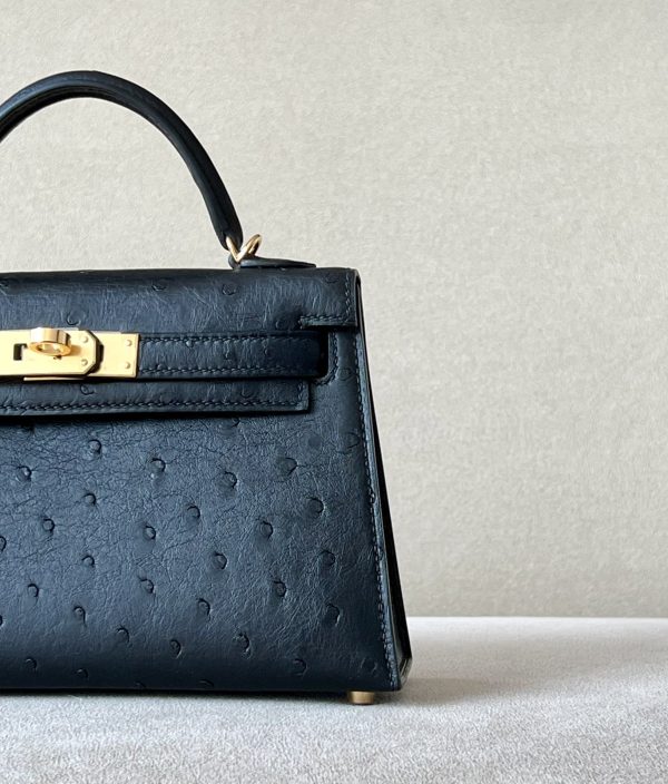 Kelly Mini Ostrich Nior (89) Gold Hardware - Image 11