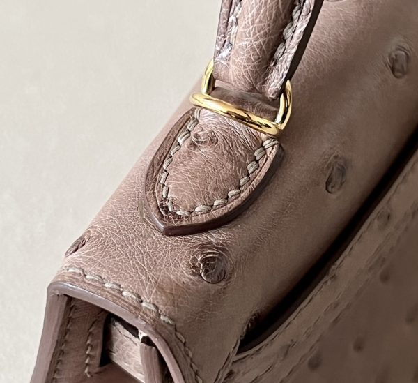 Kelly Mini Ostrich Kaki (P8) Gold Hardware - Image 9