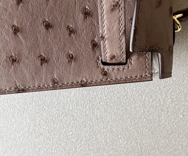Kelly Mini Ostrich Kaki (P8) Gold Hardware - Image 5