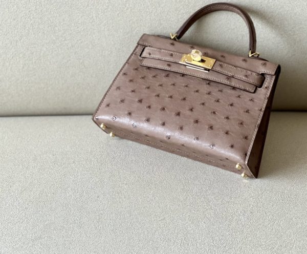 Kelly Mini Ostrich Kaki (P8) Gold Hardware - Image 4