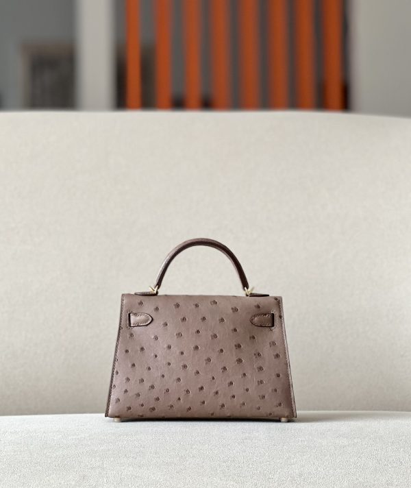 Kelly Mini Ostrich Kaki (P8) Gold Hardware - Image 2