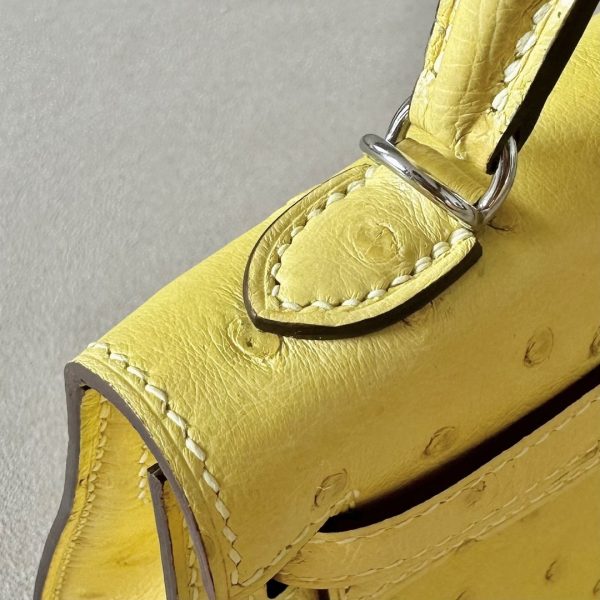 Kelly Mini Ostrich Lime (9R) Palladium Hardware - Image 8