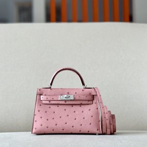 Kelly Mini Ostrich Terre Cuite (94) Palladium Hardware