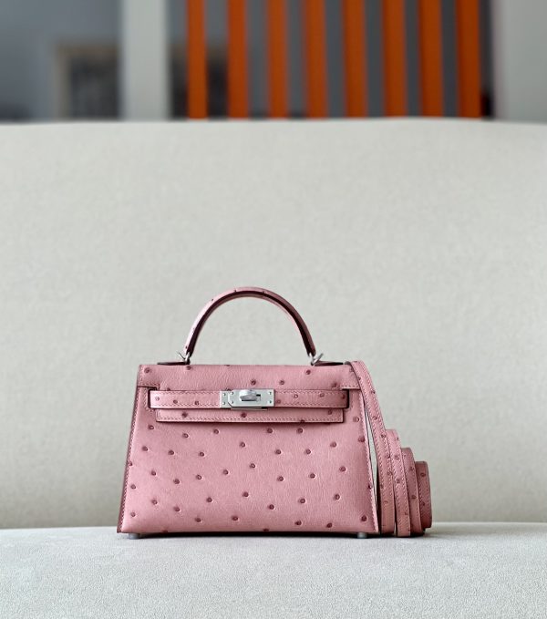Kelly Mini Ostrich Terre Cuite (94) Palladium Hardware