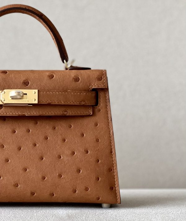 Kelly Mini Ostrich Gold (37) Gold Hardware - Image 10
