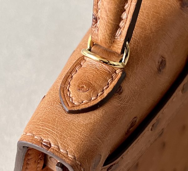 Kelly Mini Ostrich Gold (37) Gold Hardware - Image 9