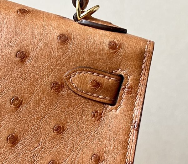 Kelly Mini Ostrich Gold (37) Gold Hardware - Image 8