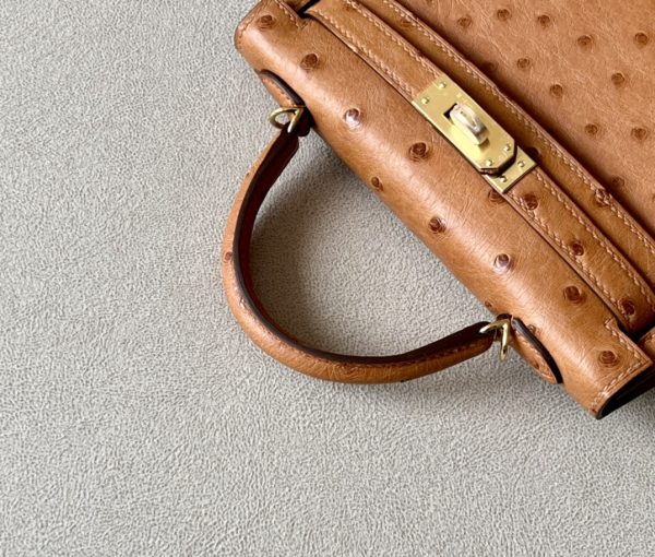 Kelly Mini Ostrich Gold (37) Gold Hardware - Image 7