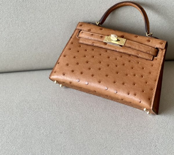 Kelly Mini Ostrich Gold (37) Gold Hardware - Image 4
