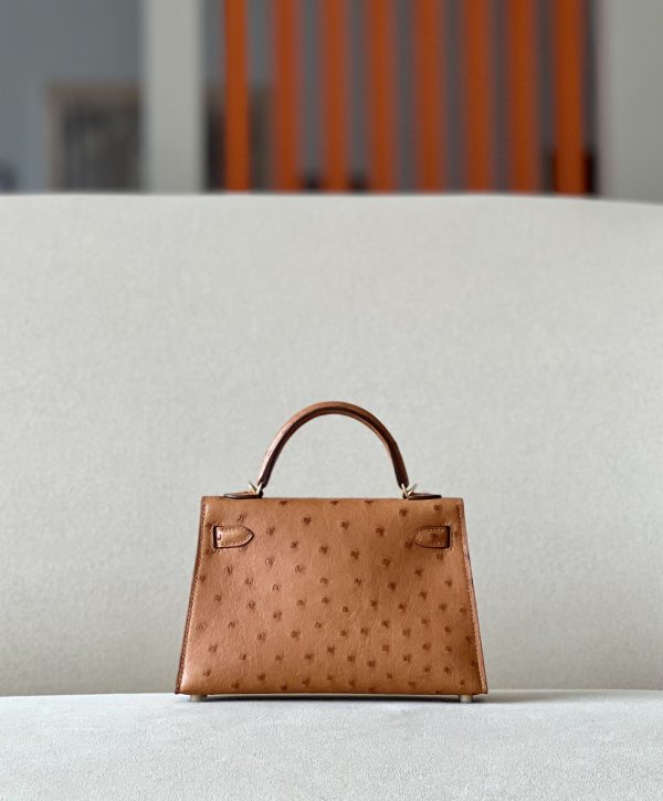 Kelly Mini Ostrich Gold (37) Gold Hardware - Image 3