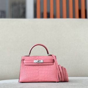 Kelly Mini Alligator Rose Confetti (1Q) Palladium Hardware