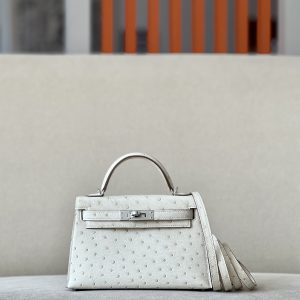 Kelly Mini Ostrich Parchemin (3C) Palladium Hardware