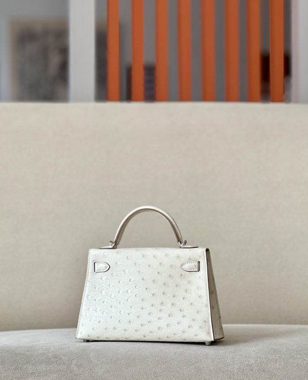 Kelly Mini Ostrich Parchemin (3C) Palladium Hardware - Image 3