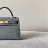 Kelly Mini Ostrich Blue Glacier (8U) Gold Hardware - Image 6