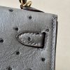 Kelly Mini Ostrich Blue Glacier (8U) Gold Hardware - Image 4