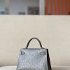 Kelly Mini Ostrich Blue Glacier (8U) Gold Hardware - Image 3