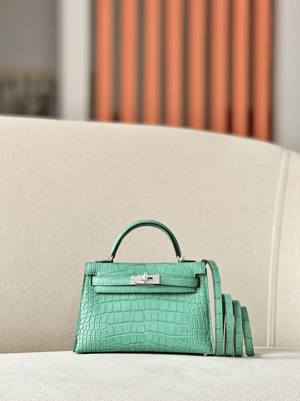 Kelly Mini Alligator Vert Jade (O6) Palladium Hardware