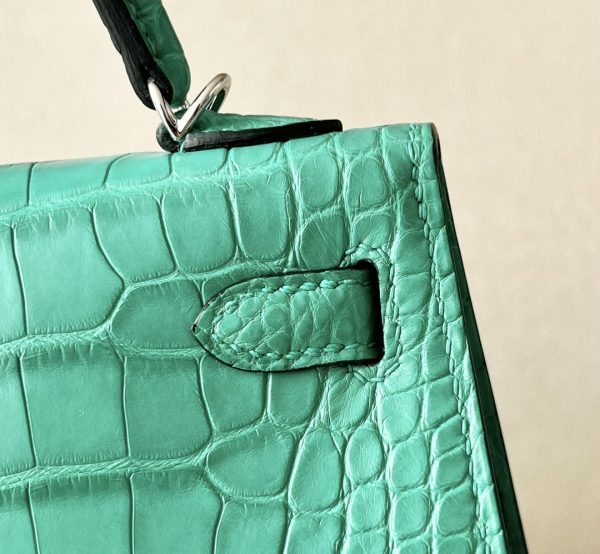 Kelly Mini Alligator Vert Jade (O6) Palladium Hardware - Image 9