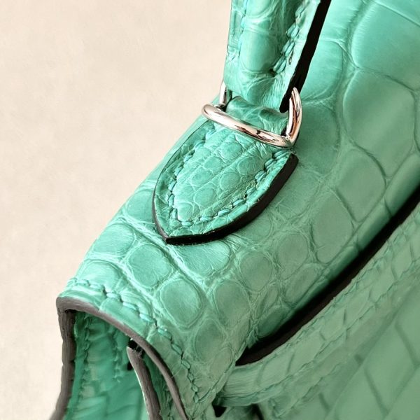 Kelly Mini Alligator Vert Jade (O6) Palladium Hardware - Image 8