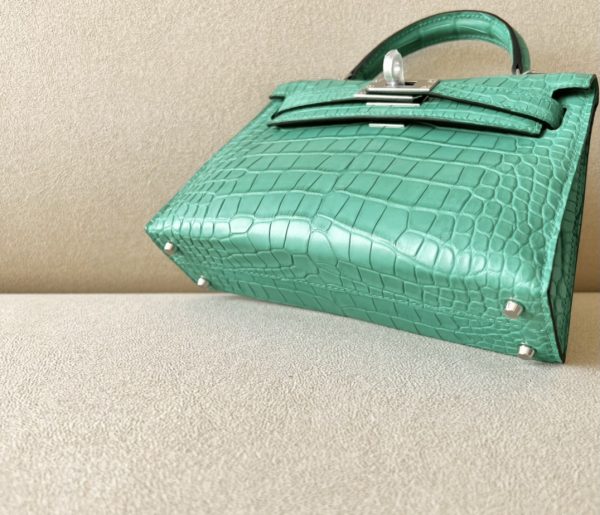 Kelly Mini Alligator Vert Jade (O6) Palladium Hardware - Image 4