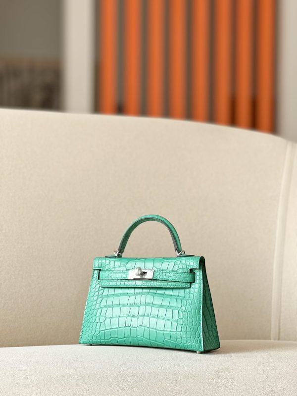 Kelly Mini Alligator Vert Jade (O6) Palladium Hardware - Image 2