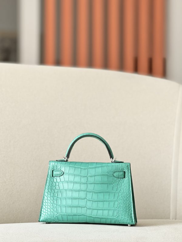 Kelly Mini Alligator Vert Jade (O6) Palladium Hardware - Image 3