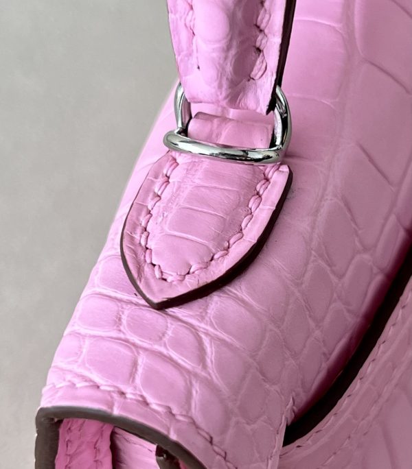 Kelly Mini Alligator Pink (5P) Palladium Hardware - Image 9
