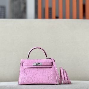 Kelly Mini Alligator Pink (5P) Palladium Hardware
