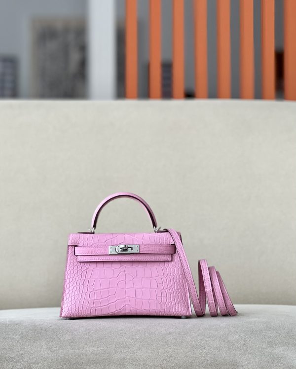Kelly Mini Alligator Pink (5P) Palladium Hardware