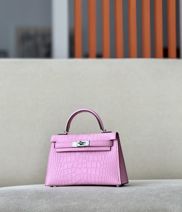 Kelly Mini Alligator Pink (5P) Palladium Hardware - Image 2