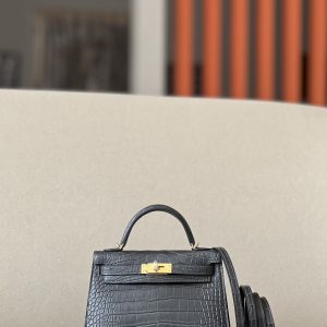 Kelly Mini Alligator Graphite (88) Gold Hardware