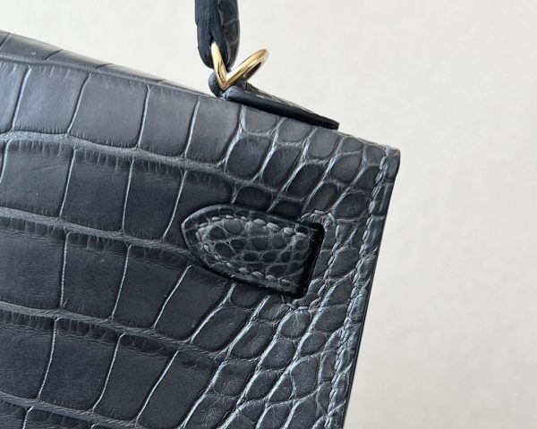 Kelly Mini Alligator Graphite (88) Gold Hardware - Image 10