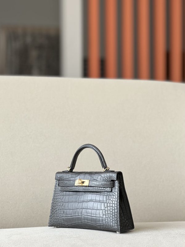 Kelly Mini Alligator Graphite (88) Gold Hardware - Image 2