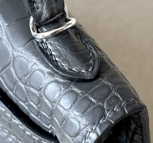 Kelly Mini Alligator Graphite (88) Palladium Hardware - Image 7