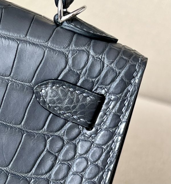 Kelly Mini Alligator Graphite (88) Palladium Hardware - Image 9