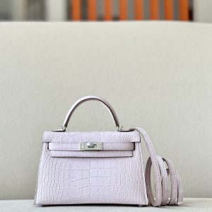 Kelly Mini Alligator Mauve Pale (09) Palladium Hardware