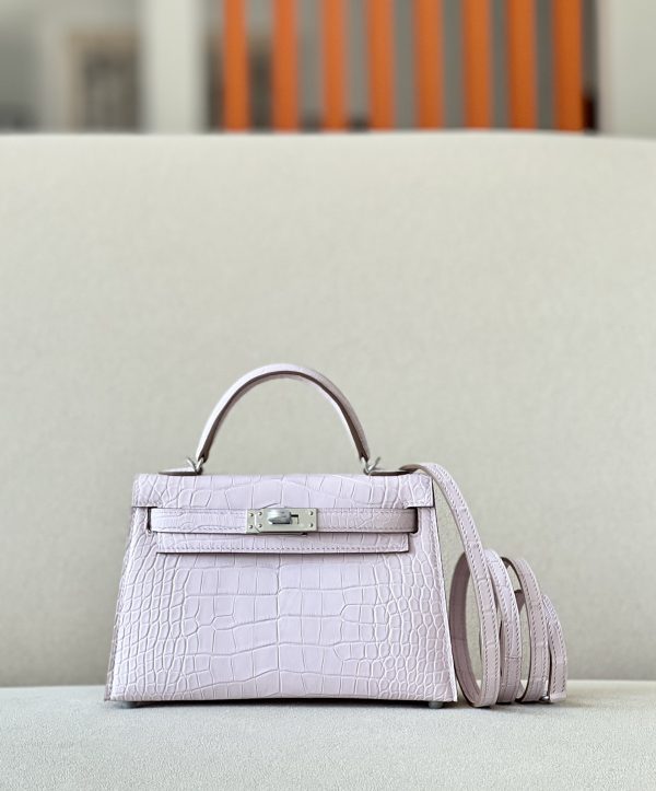 Kelly Mini Alligator Mauve Pale (09) Palladium Hardware