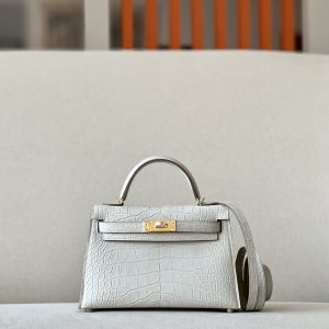 Kelly Mini Alligator Beton (8L) Gold Hardware